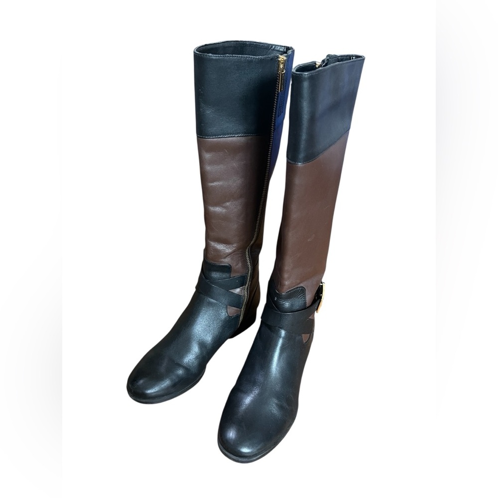 Michael Kors Black & Brown Leather Knee High Boots US 8